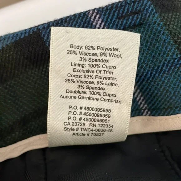 Aritzia Wilfred Blue Plaid Tie Front Pants Size 6 - Picture 11 of 11